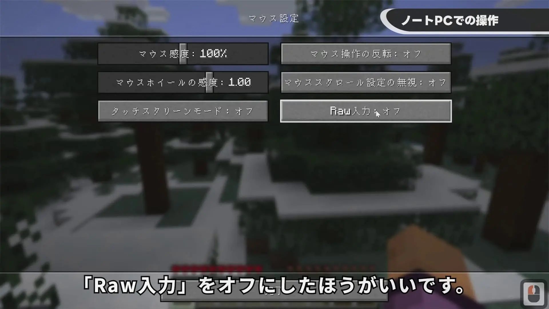 在 Minecraft 中禁用原始鼠标输入